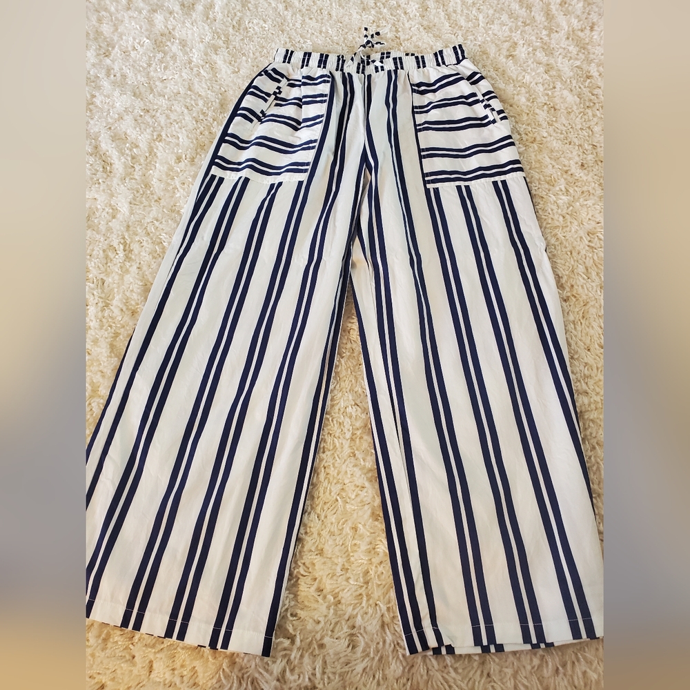 Navy And White Stripe Beach Pants